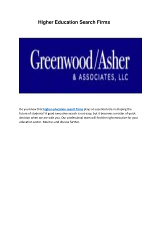 Higher education search firms