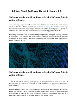 All You Need To Know About Software 2