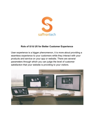 ROLE OF UI & UX FOR BETTER CUSTOMER EXPERIENCE