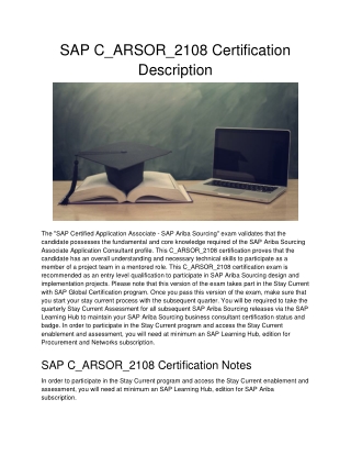 SAP C_ARSOR_2108 Certification Description