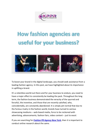 How fashion agencies are useful for your business?