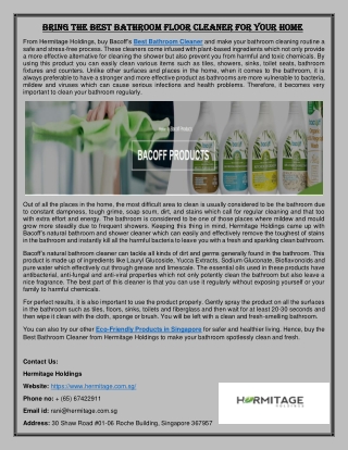 Bring the Best Bathroom Floor Cleaner for Your Home