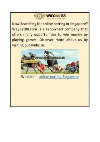 Online Betting Singapore  Waybet88.com