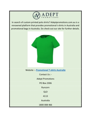 Promotional T-shirts Australia  Adeptpromotions.com.au