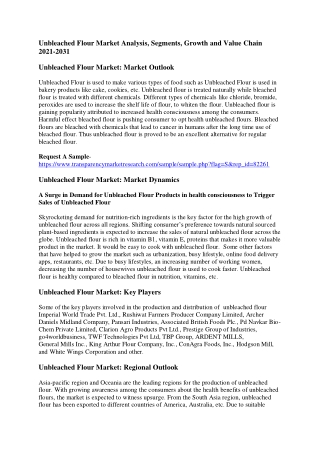 Unbleached Flour Market Analysis, Segments, Growth and Value Chain 2021-2031