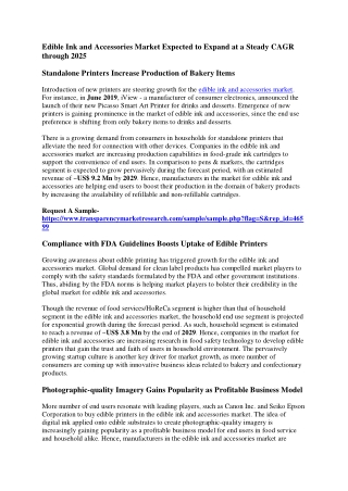 Edible Ink and Accessories Market Expected to Expand at a Steady CAGR through 20
