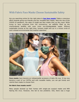 With Fabric Face Masks Choose Sustainable Safety