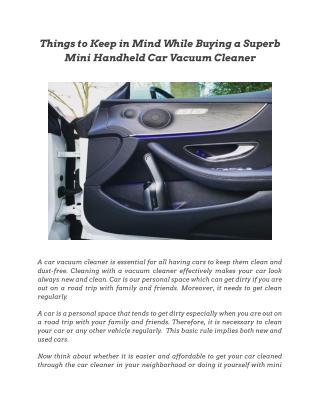Things to Keep in Mind While Buying a Superb Mini Handheld Car Vacuum Cleaner.docx