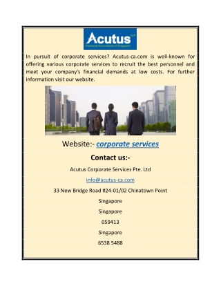 Corporate Services | Acutus-ca.com