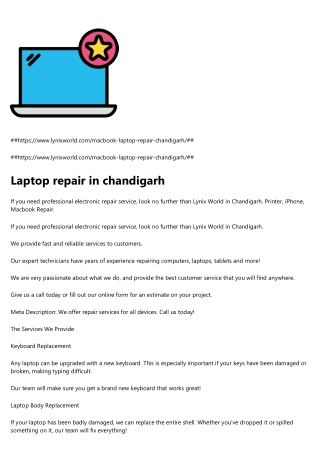 Laptop repair in chandigarh