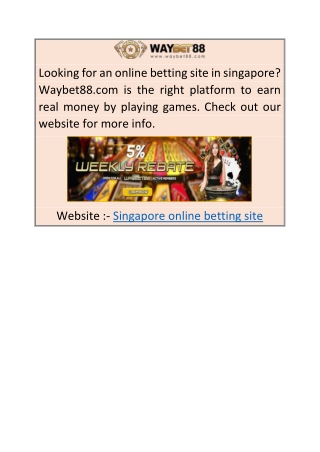 Singapore Online Betting Site  Waybet88.com