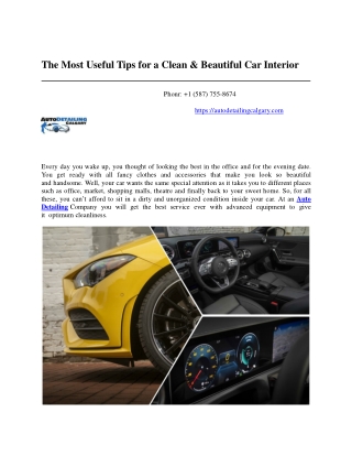 The Most Useful Tips for a Clean & Beautiful Car Interior