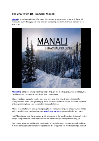 The Zen Town Of Himachal Manali