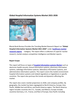 Global Hospital Information Systems Market Regions, Forecast to 2021-2026