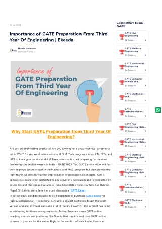 Importance of GATE Preparation From Third Year Of Engineering _ Ekeeda