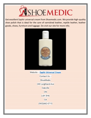 Saphir Universal Cream Shoemedic.com
