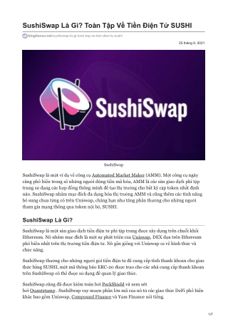 SushiSwap Là Gì Toàn Tập Về Tiền Điện Tử SUSHI