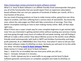 Send To Bank Software Review