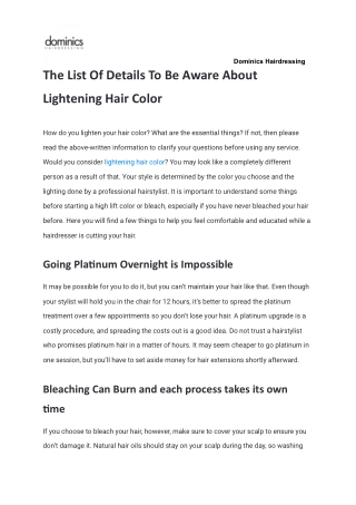 The List Of Details To Be Aware About Lightening Hair Color - Google Docs