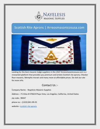 Scottish Rite Aprons | Arreosmasonicosusa.com