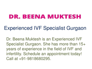 Experienced IVF Specialist Gurgaon