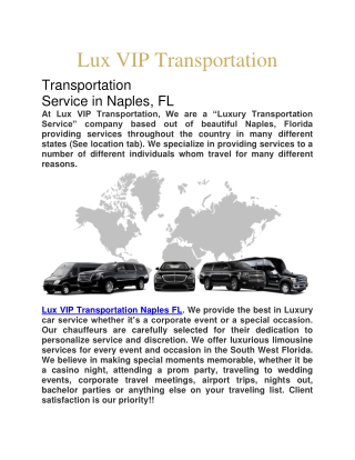 VIP Transport  Naples FL