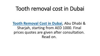 Tooth removal cost in Dubai