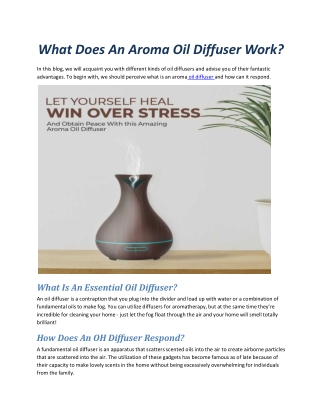 What Does An Aroma Oil Diffuser Work?