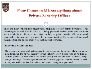 Four Common Misconceptions about Private Security Officer