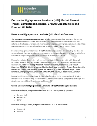 Decorative High-pressure Laminate (HPL) Market Growth and Forecast to 2026