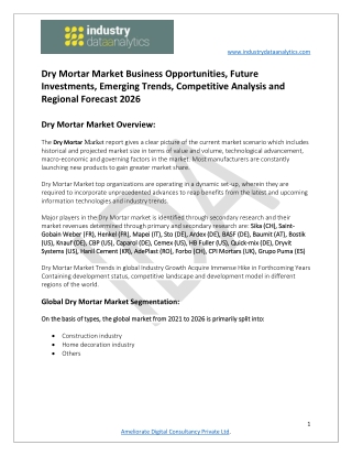 Dry Mortar Market trends and Forecast 2026