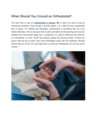 When Should You Consult an Orthodontist?