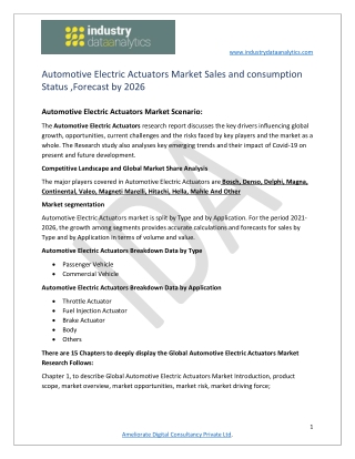 Automotive electric actuators market Booming Worldwide with Latest Trend and Fut