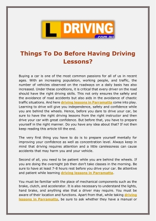 Things To Do Before Having Driving Lessons