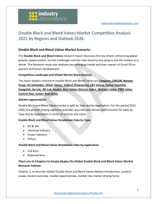 Double Block and Bleed Valves Market Booming Worldwide with Latest Trend and Fut