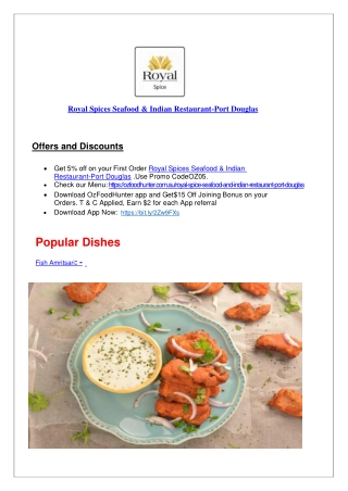5% Off - Royal Spice Seafood and Indian Restaurant Port Douglas, Qld