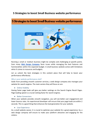 5 Strategies to boost Small Business website performance