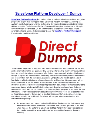 Salesforce Platform Developer 1 Dumps
