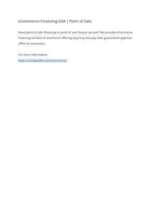 eCommerce Financing USA | Point of Sale