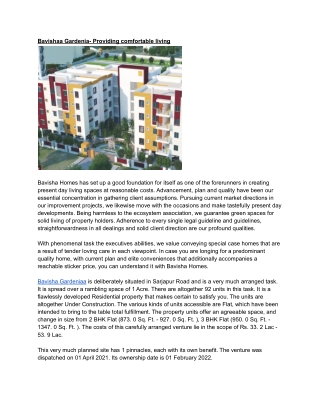 Bavishaa Gardenia- Providing comfortable living