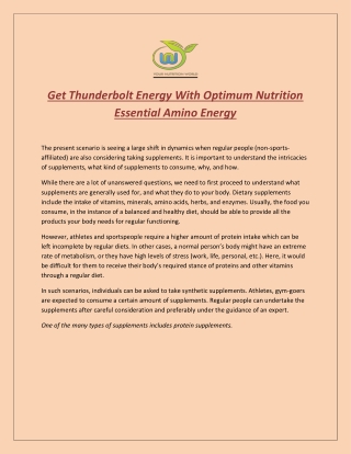 Get Thunderbolt Energy With Optimum Nutrition Essential Amino Energy