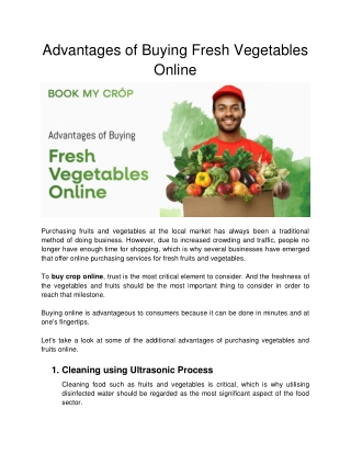 Advantages of Buying Fresh Vegetables Online