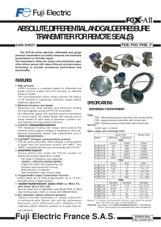 Absolute, Differential And Gauge Pressure Transmitter For Remote Seals - PPT