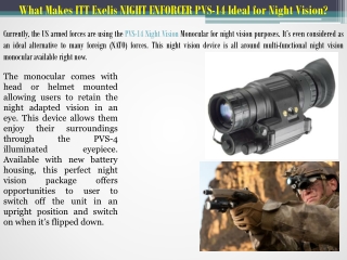 Buy  ITT Exelis NIGHT ENFORCER PVS-14 - Night Vision 4 Less