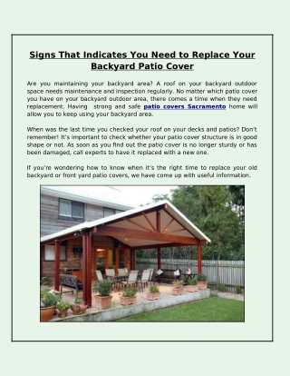 What Signs Indicate That Your Home Requires a New Patio Cover?