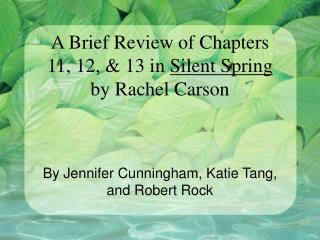 A Brief Review of Chapters 11, 12, &amp; 13 in Silent Spring by Rachel Carson
