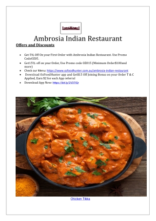 5% OFF - Indian restaurant gympie - Ambrosia Menu, Qld