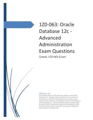 1Z0-063: Oracle Database 12c - Advanced Administration Exam Questions