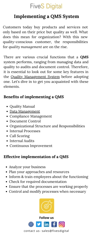 Choosing a Quality Management System