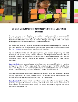 Contact Darryl Stanford for Effective Business Consulting Services